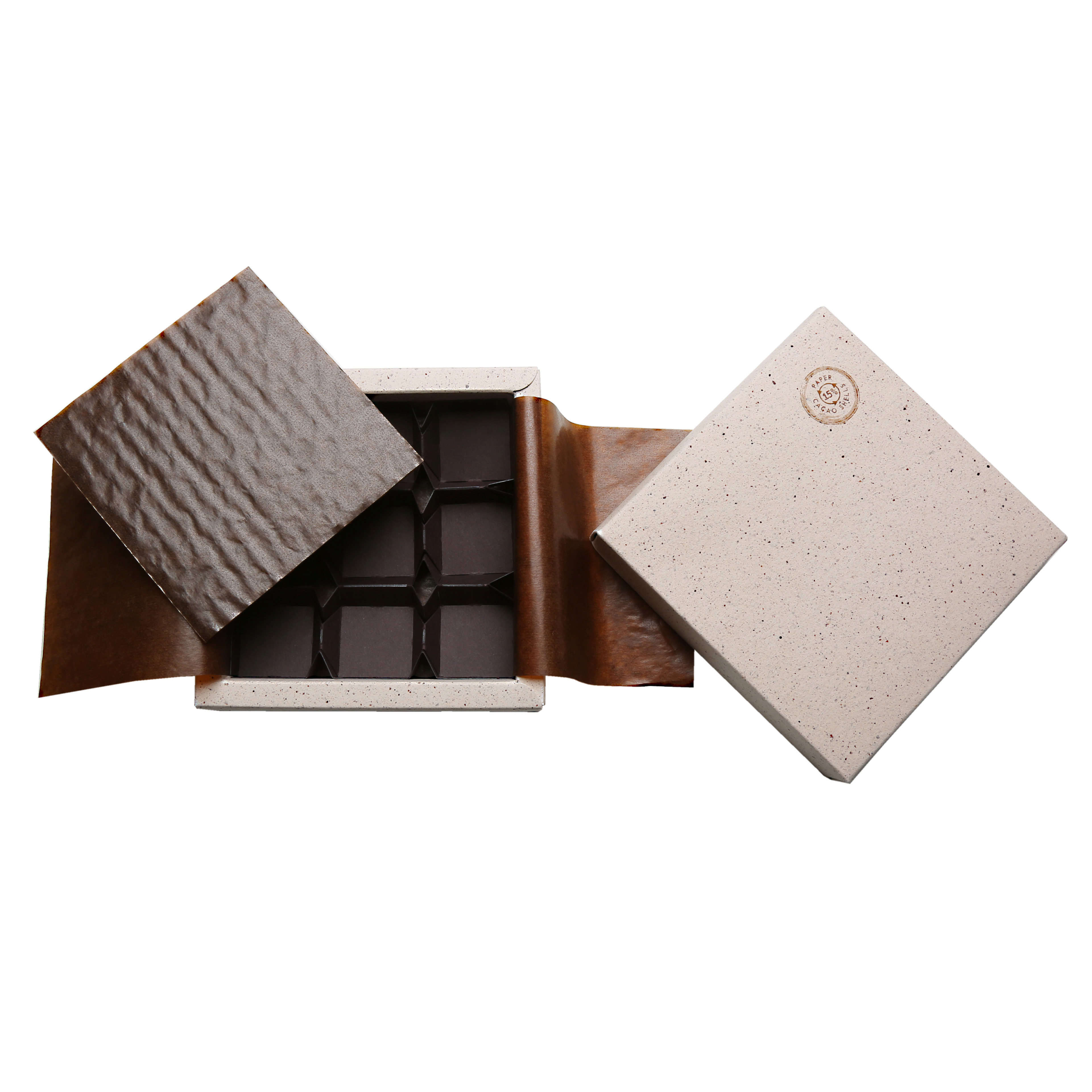 Emb. pour 9 pralinés, coques de cacao